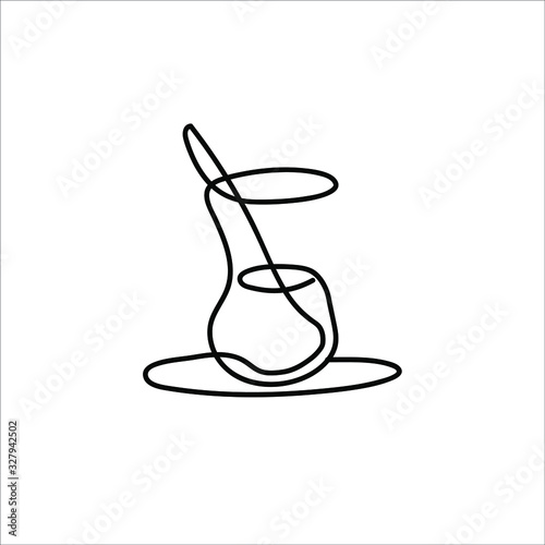 One line Turkish tea design - Hand drawn minimalism style vector illustration.