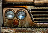 rusty truck front grill and headlights