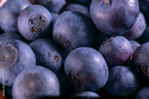 freshly harvested blueberries macro