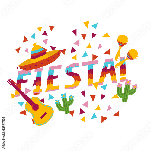 Fiesta exclamation with national mexican symbols