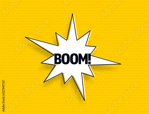 Boom speech bubble banner pop art memphis style
