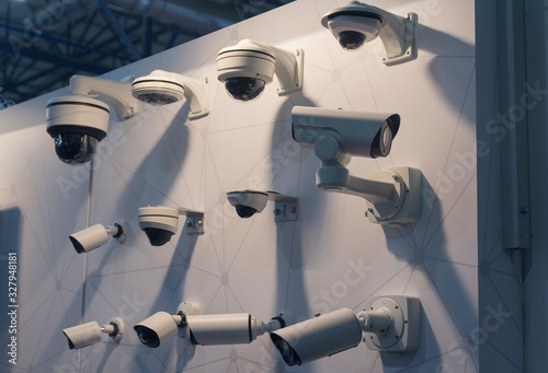 CCTV security camera at the exhibition stand. Industry
