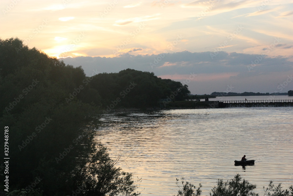 sunset on lake