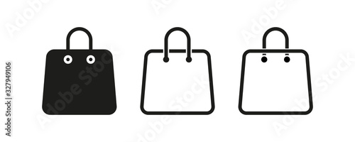 Bag shopping vector isolated icons collection. Line shopping bag icon. Eco bag icon. photo