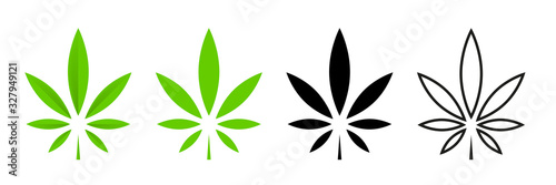 Cannabis leafs vector isolated icon. Vector illustration. Cbd cannabis sign hemp oil. Marijuana icon set. Cannabis icon weed icon vector.
