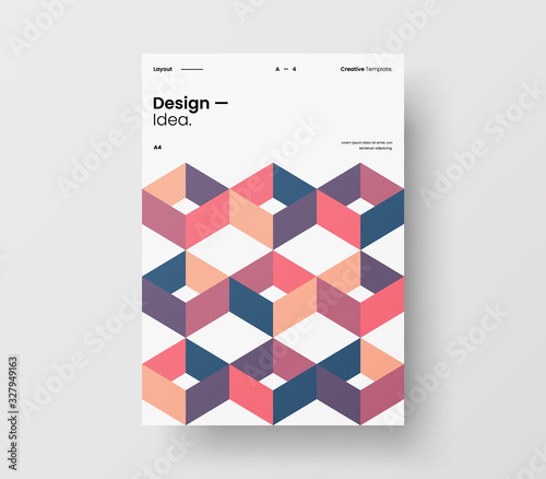 Amazing business presentation vector A4 vertical orientation front page mock up. Modern corporate report cover abstract geometric illustration design layout. Company identity brochure template.