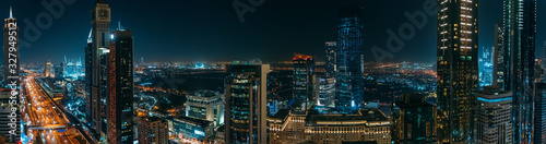 Wallpaper Mural Dubai skyline downtown at night panorama, UAE. View from above of skyscrapers buildings. Torontodigital.ca