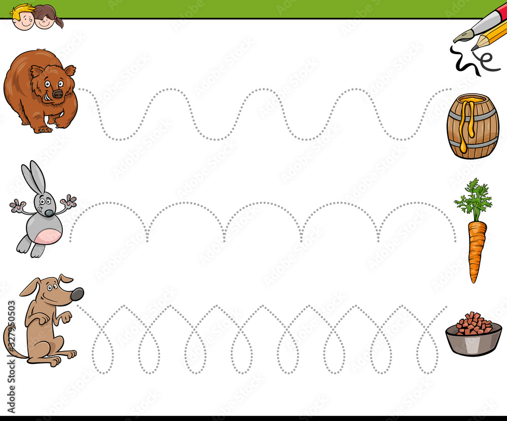 Fototapeta premium trace lines writting skills workbook for kids