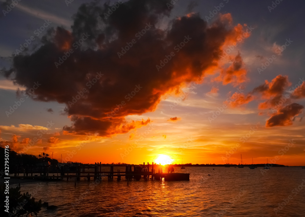 Beautiful sunset over a harbour on the Florida Keys Beautiful sunset over a harbour on the Florida Keys