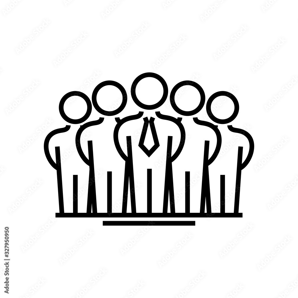 Team workers line icon, concept sign, outline vector illustration, linear symbol.