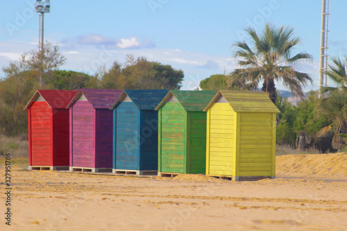 Casetas de colores en la playa photo