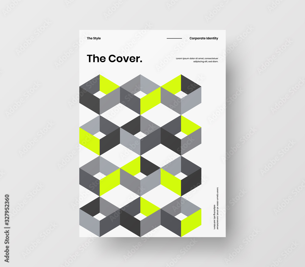 Amazing business presentation vector A4 vertical orientation front page mock up. Modern corporate report cover abstract geometric illustration design layout. Company identity brochure template.