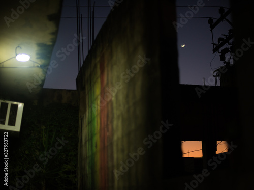 Urban Night Scene, sunset Silhouettes