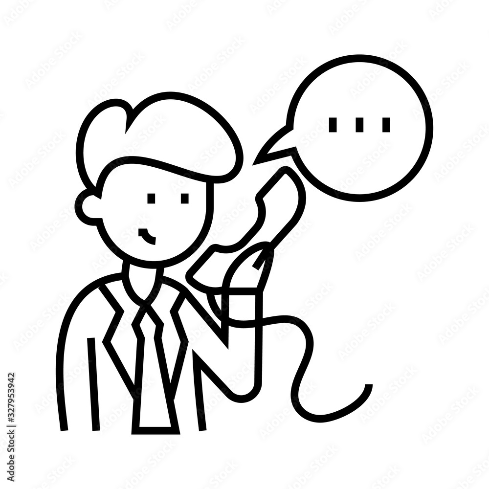 Telephone conversation line icon, concept sign, outline vector illustration, linear symbol. Telephone conversation line icon, concept sign, outline vector illustration, linear symbol.