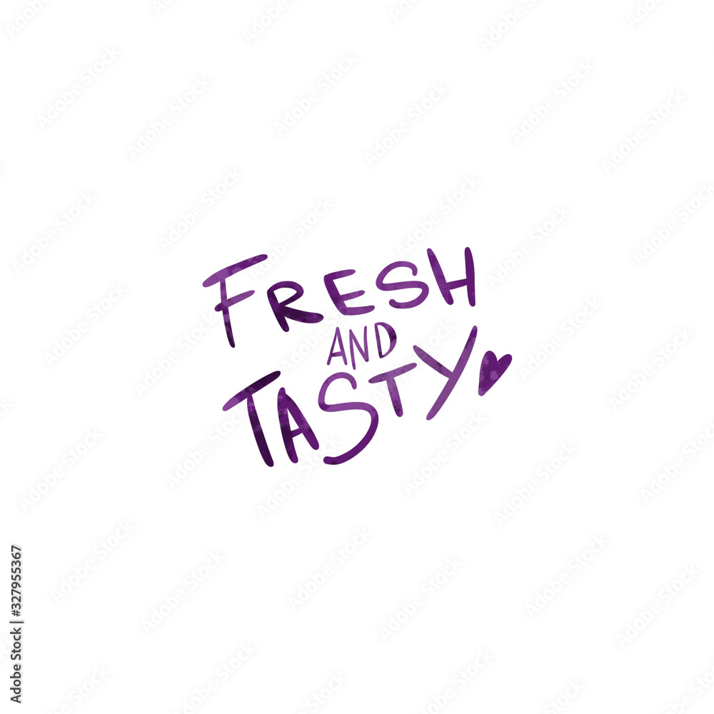 Bright juicy hand lettering fresh and tasty cute textural digital art ...