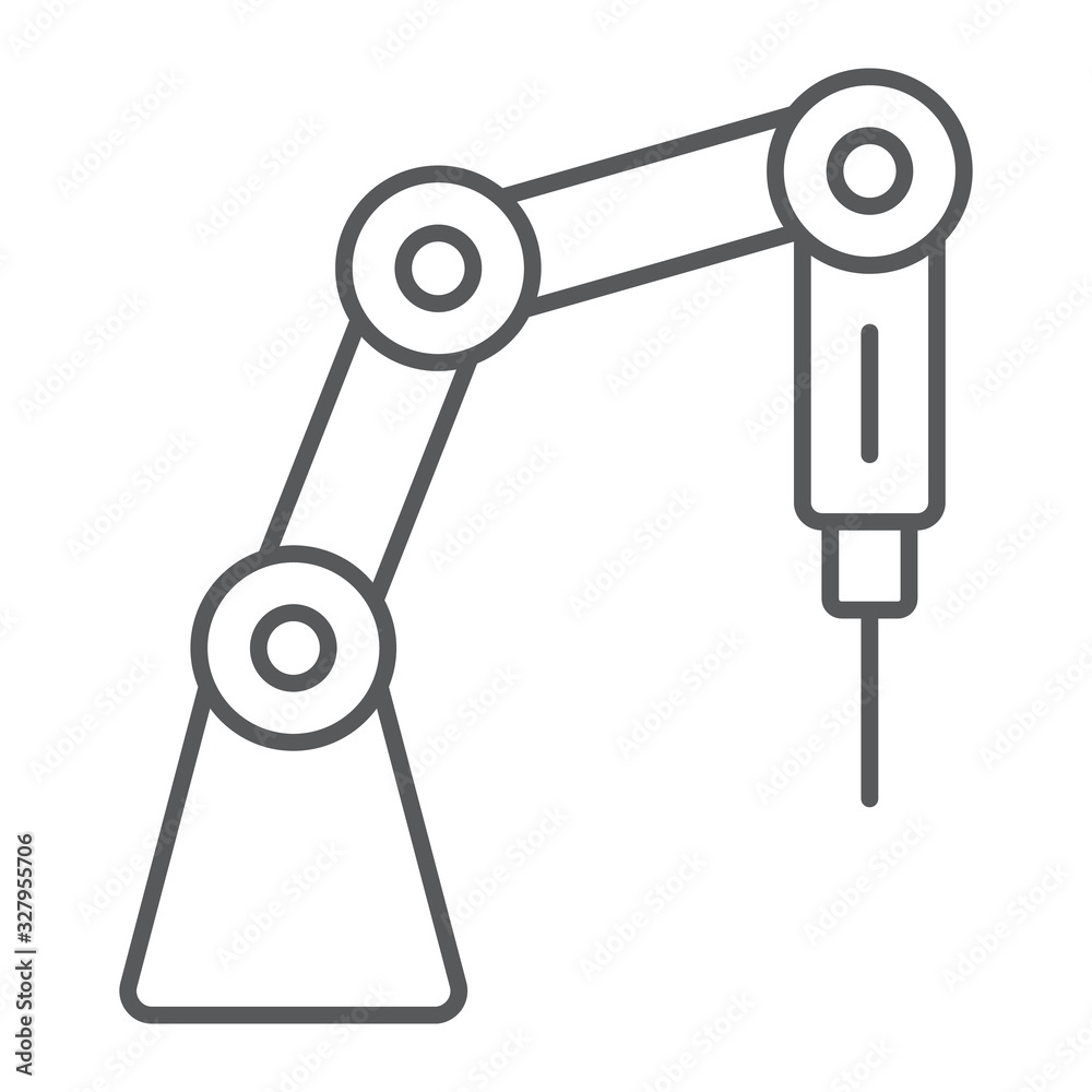 Medical robot thin line icon, technology and medicine, surgical robot sign, vector graphics, a linear pattern on a white background, eps 10. Medical robot thin line icon, technology and medicine, surgical robot sign, vector graphics, a linear pattern on a white background, eps 10.
