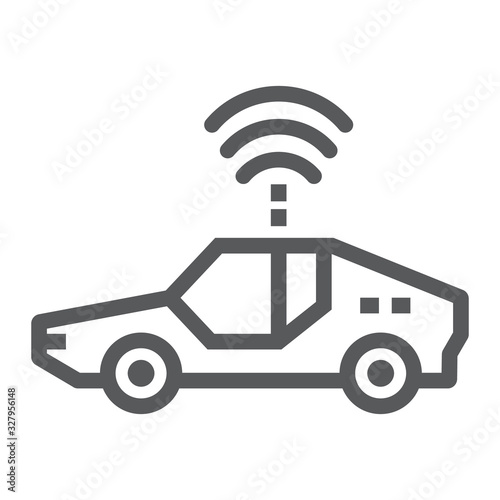 Autonomous car line icon, technology and future car, self driving sign, vector graphics, a linear pattern on a white background, eps 10.