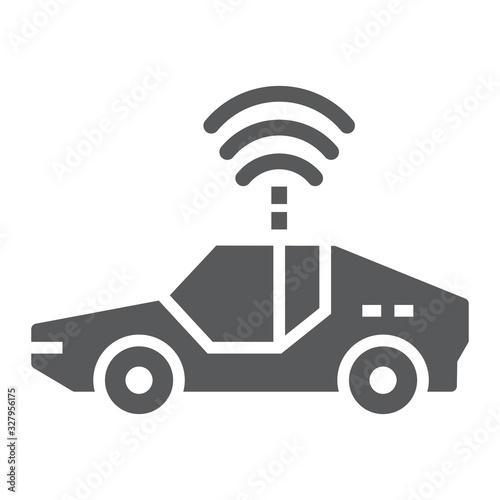 Autonomous car glyph icon, technology and future car, self driving sign, vector graphics, a solid pattern on a white background, eps 10.