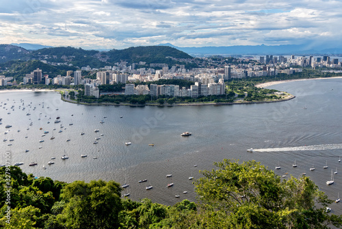 Sailboats dock in Botafogo and Flamengo beach, Rio de Janeiro, Brasil