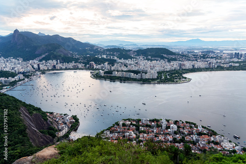 Aerial view of Botafogo and Flamengo beach from the Sugarloaf mountain in Rio, Brazil