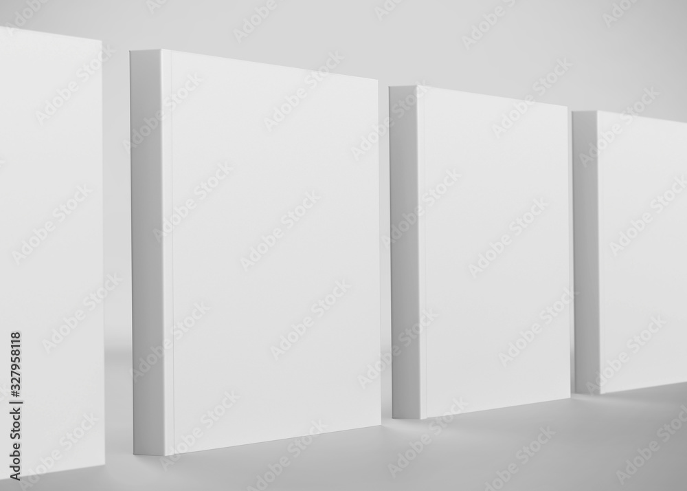 White Soft Cover Square Book Mockup, Blank notebook, 3d rendering isolated on light gray background, ready for your design White Soft Cover Square Book Mockup, Blank notebook, 3d rendering isolated on light gray background, ready for your design