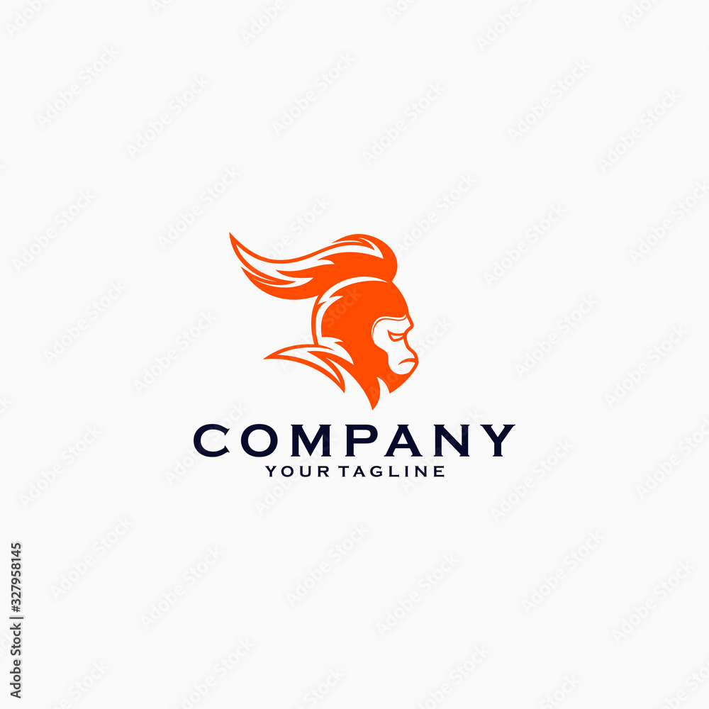 Monkey knight logo template design emblem vector illustration logo template