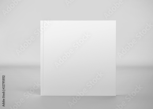 White Soft Cover Square Book Mockup, Blank notebook, 3d rendering isolated on light gray background, ready for your design © Pixelica21