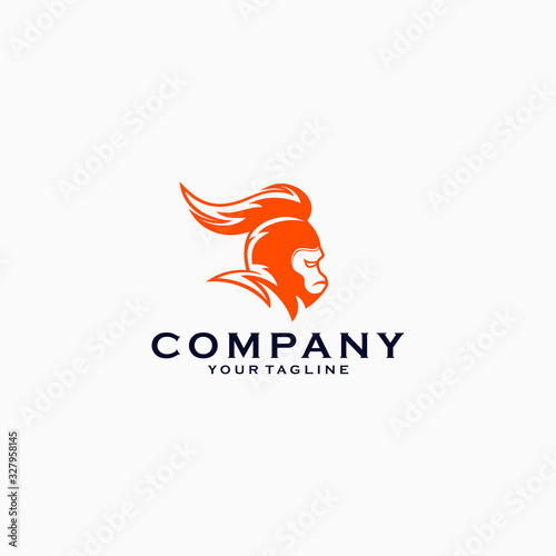 Monkey knight logo template design emblem vector illustration logo template