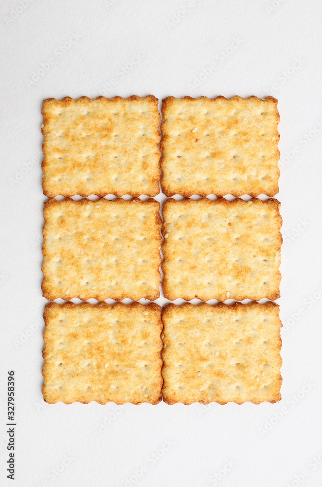 Delicious baked square cookies laid on the table