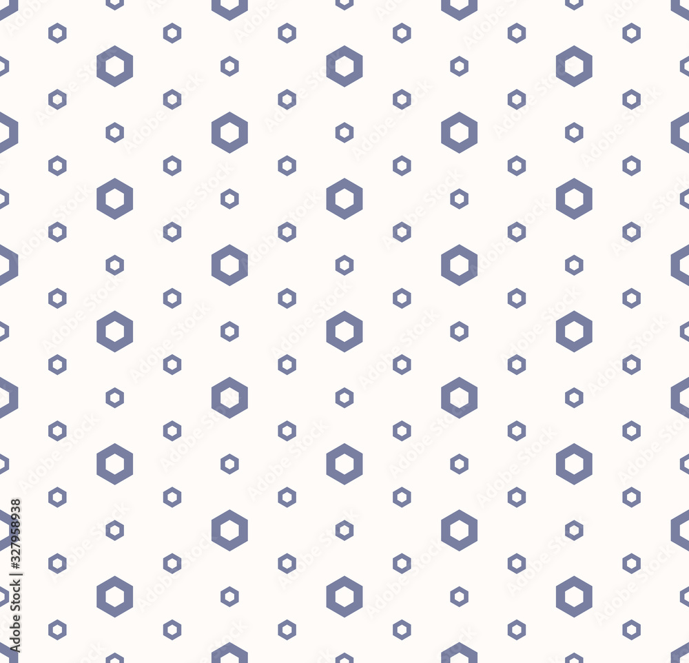 Abstract geometric seamless pattern in pastel colors, white and pale blue. Simple texture with small linear hexagons. Modern repeat minimalist background. Design for decor, gift paper. Stock vector