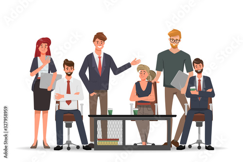 Business people in teamwork discussing at lounge.