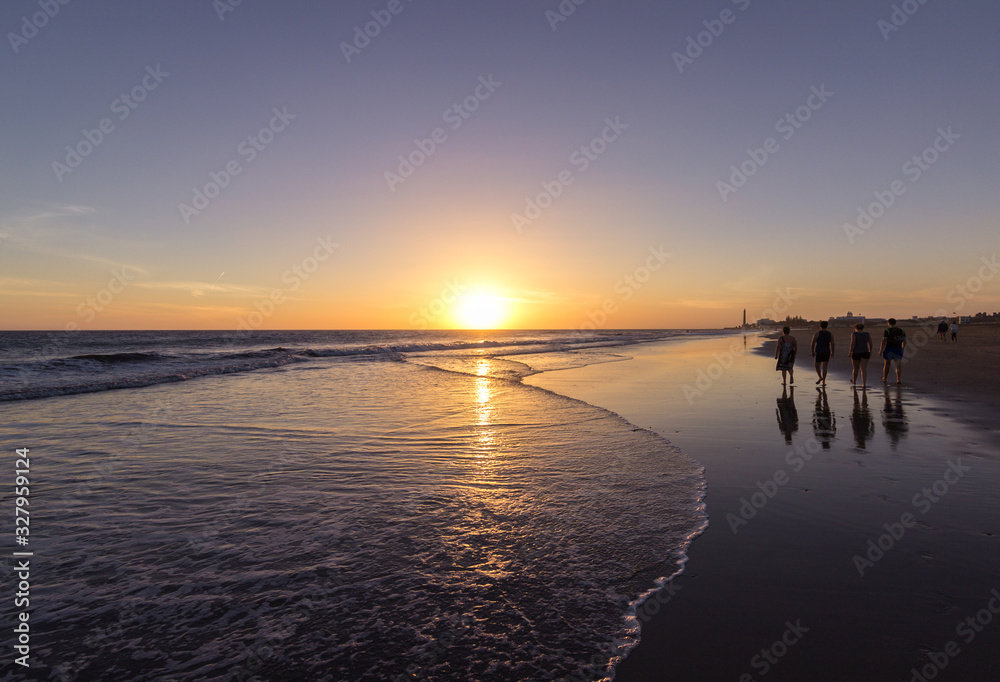 Sunset at Dunes of Maspalomas in Gran Canari (Canary Islands) Sunset at Dunes of Maspalomas in Gran Canari (Canary Islands)