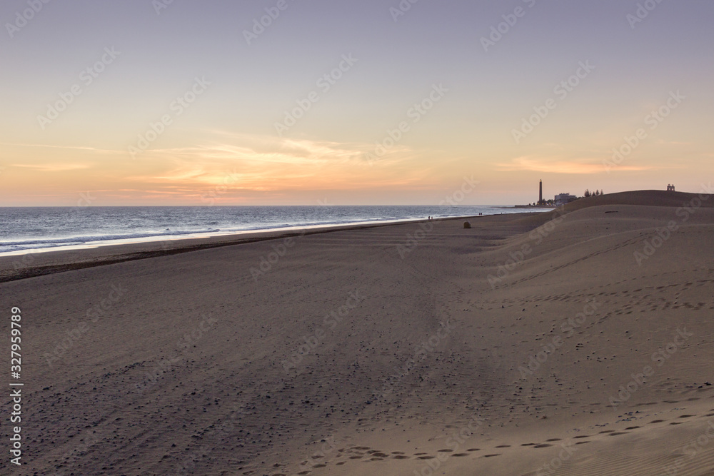 Sunset at Dunes of Maspalomas in Gran Canari (Canary Islands) Sunset at Dunes of Maspalomas in Gran Canari (Canary Islands)
