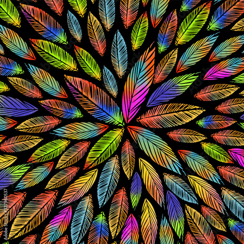 Abstraction of multicolored leaves. Vector illustration