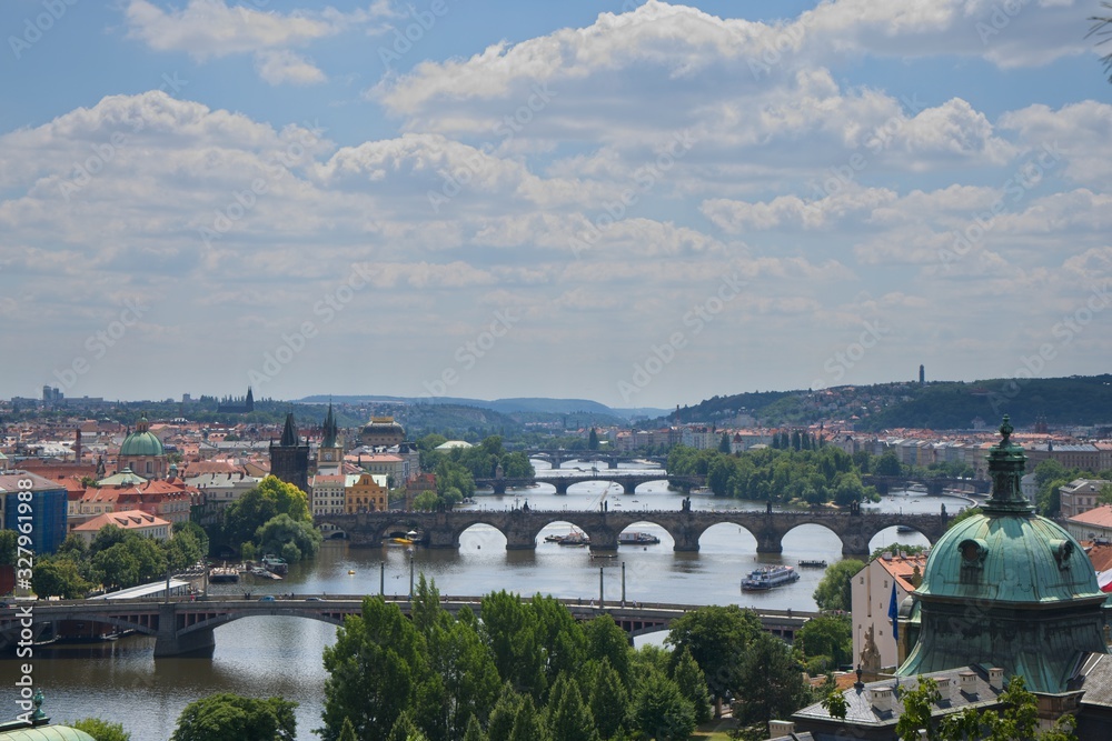       Panoramic view of the river Vltava in Prague             