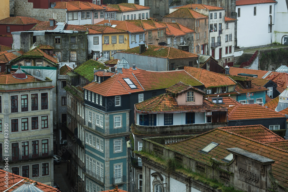 View of the houses of the old center of Porto, Portugal.