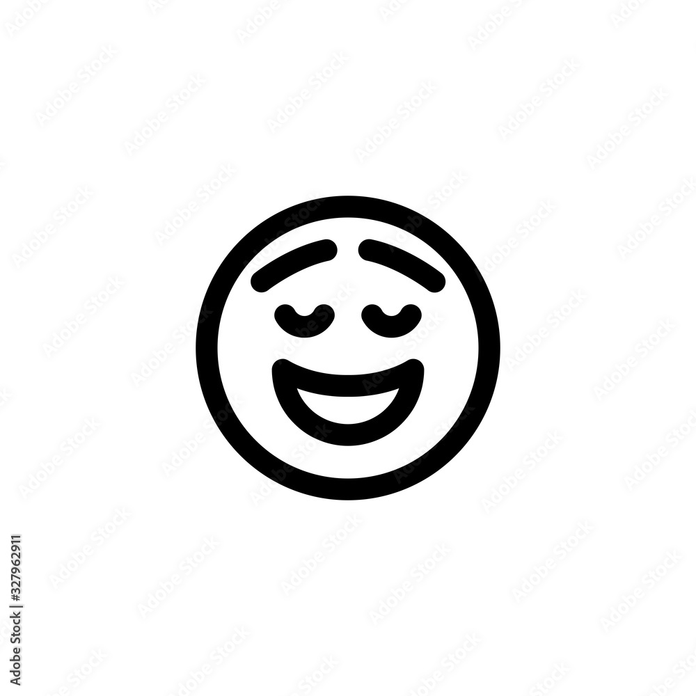 Relieved Happy Deep Breath Emoticon Icon Vector Illustration. Outline Style.