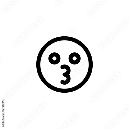 Kiss Cute Duck Face Emoticon Icon Vector Illustration. Outline Style.