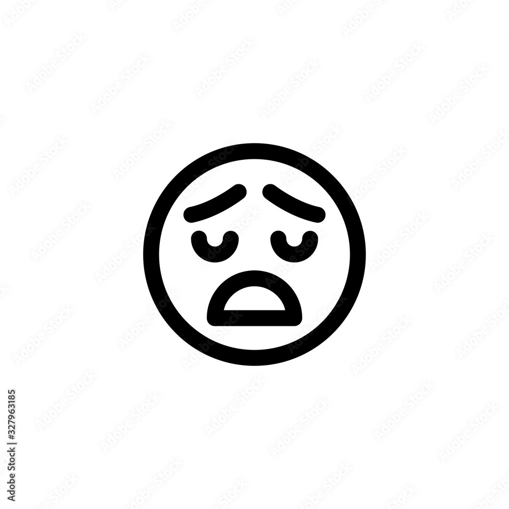 Sad Give Up Tired Emoticon Icon Vector Illustration. Outline Style. Sad Give Up Tired Emoticon Icon Vector Illustration. Outline Style.