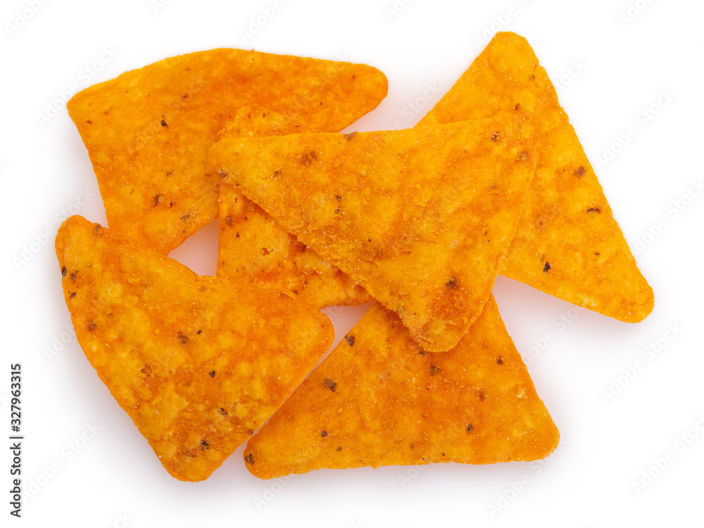 Fototapeta premium Mexican nachos chips on white background