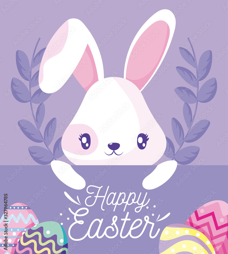 Happy easter rabbit with eggs vector design Happy easter rabbit with eggs vector design