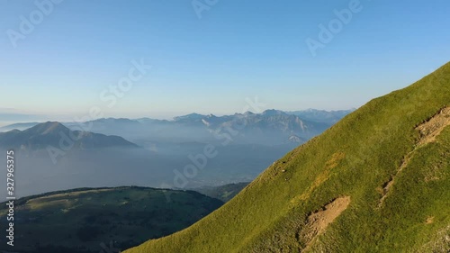 Vue aérienne par drone dans les alpes autour du Grand Bornant, France, Haute Savoie photo