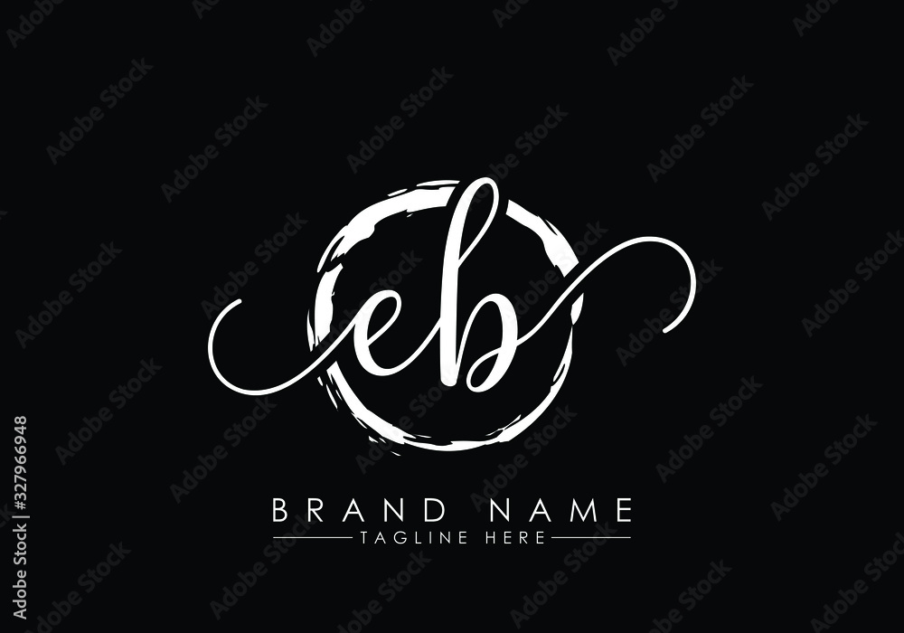 E and B Initial handwriting logo design with brush circle. handwritten logo for fashion, team, wedding, luxury logo.