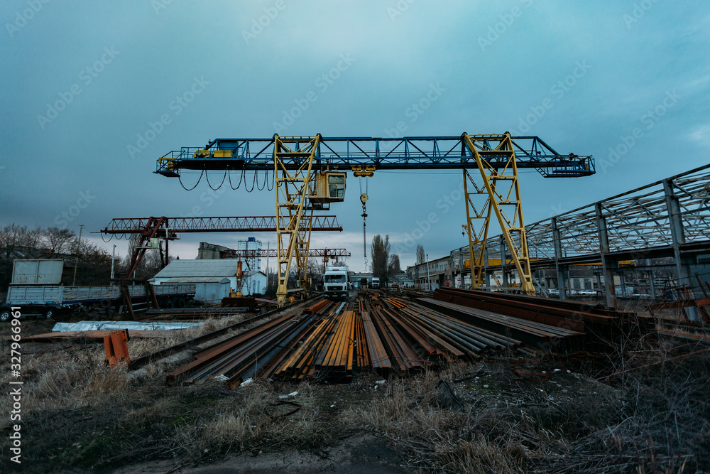 Construction site in old industrial area of metalworking factory