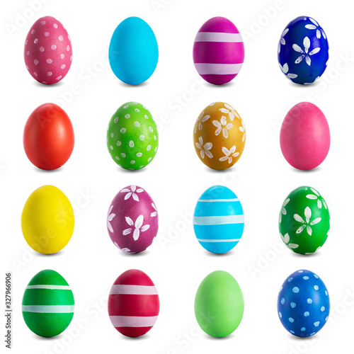easter egg collection isolated on white