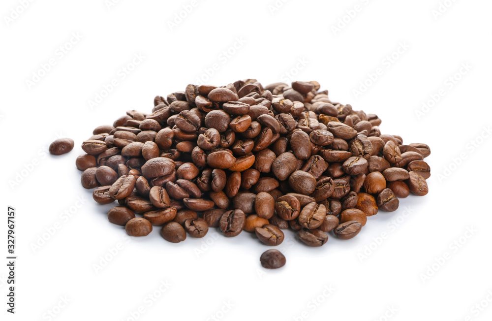 Heap of coffee beans on white background Heap of coffee beans on white background