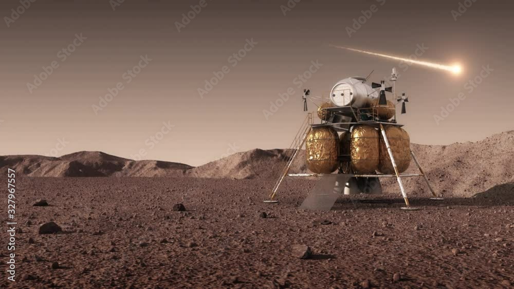 Vidéo Stock Descent Module Of Interplanetary Space Station On Surface ...