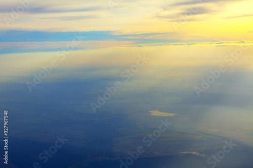 bright evening abstract aerial nature