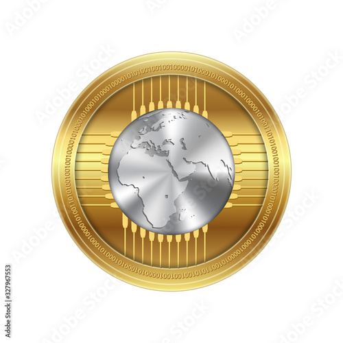 Golden crypto currency, vector