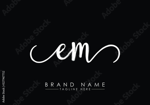 E M Initial handwriting logo vector, Handwriting logo design with Brush, Logo for fashion, team, wedding, luxury logo. y logo. SS initial logo